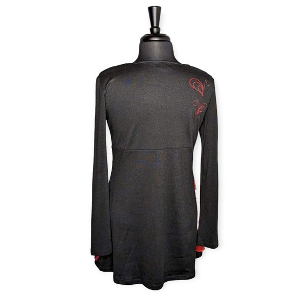 Coline Long Sleeve Red & Black Tunic Top Size Large - Picture 8 of 16
